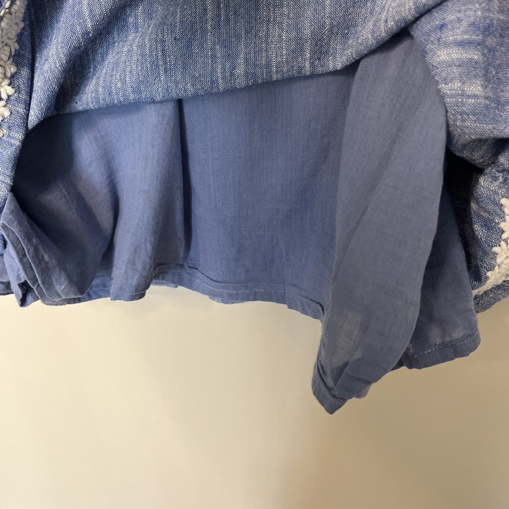 Roller Rabbit Chambray Blue Embroidered Shirt Top Sz Small Lined Cotton - Picture 9 of 9